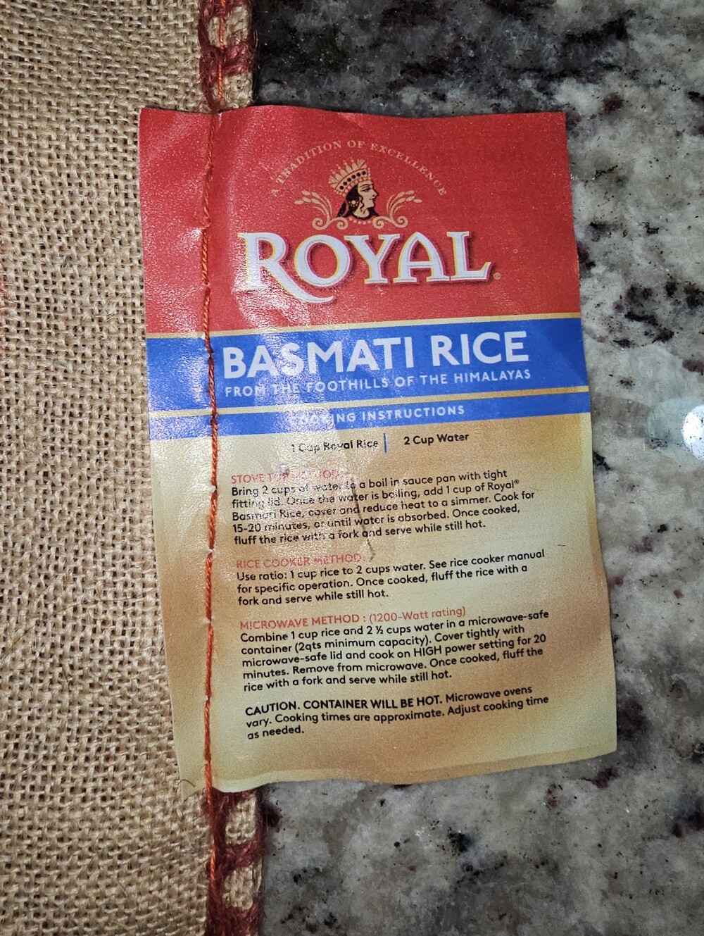 Royal Basmati Burlap Rice Tote Bag Reusable Eco Friendly - Picture 2 of 12
